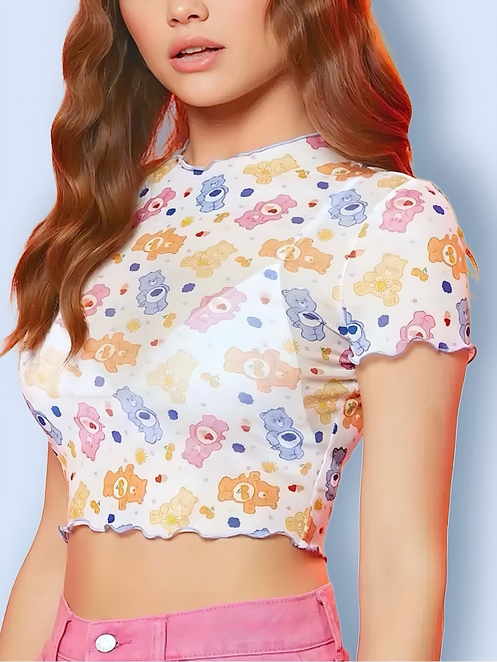 Cute Multicolor CareBear Crop Top - Women